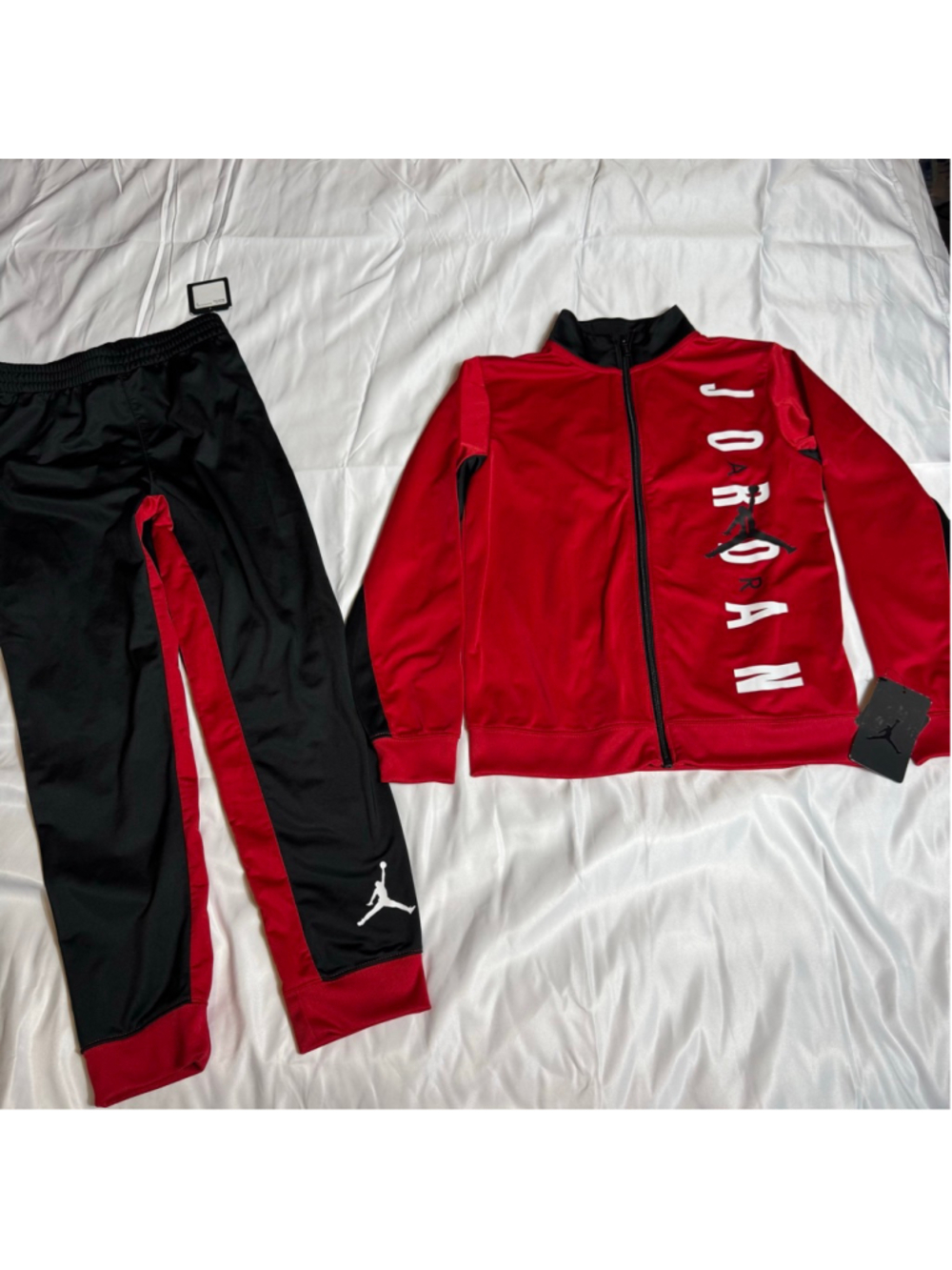 Boys Jordan Matching Set size 10-12 Red Black Track Jacket Pants